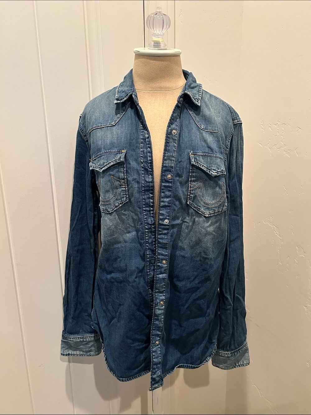 True Religion Georgia W Shirt Classic Denim Button-Up